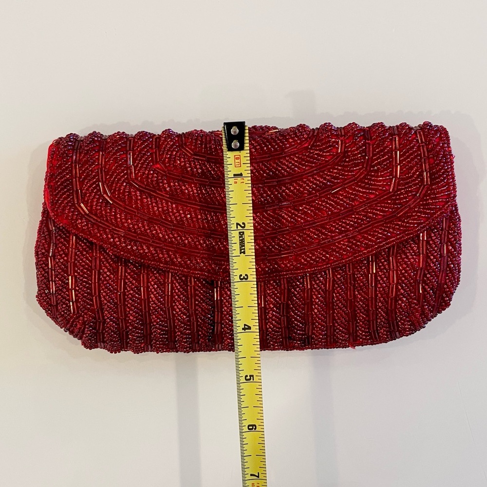 BIJOUX TERNER Red Beaded Evening Clutch Purse - Picture 9 of 10